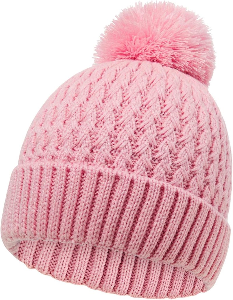 Peninpha Winter Hat for Kids Children, Girls Beanie with Pom Pom, Girls Accessories Knit Beanies Cap Age 7-12 - Image 1